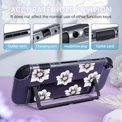 DLseego Protective Case Flower Floral Clear Switch 2 (2025), Detachable Joy-Handle Protective Case 2-Piece Split Full Wrap PC Hard Shell Anti-Scratch All-Round Protection Cover, Sakura, White - color: White