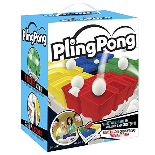 Buffalo Games PlingPong Plinko Bounce Board, 2-4 Players, Family Game Night | Team Play & Speed Rounds, 25 Cups, 9 Balls, 4 Trays & Instructions, Portable Indoors or Outdoors, Party Games for Adults