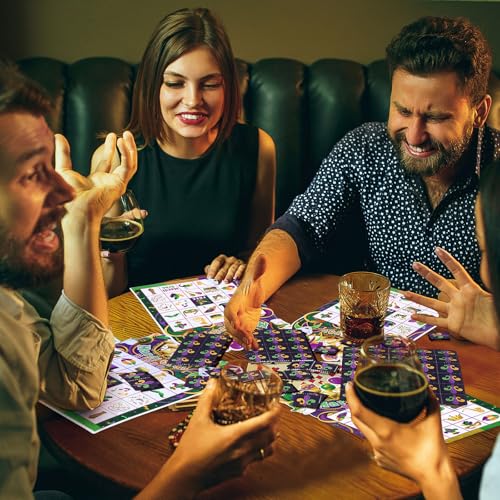Blosssound Mardi Gras Bingo Game Set Bingo Cards for 24 Players Mardi Gras Party Game for Family Activities Carnival Holiday Cards for Party Favor - style: Mardi Gras