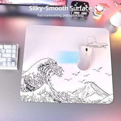 ATTACK SHARK CM05 Glass Gaming Mouse Pad,17.7x15.7 in Large Mouse Mat，Non Slip 9H Hard Mousepads,Nano-Textured Glass Surface with Improved Precision and Speed for FPS Players-Wave White - color: Wave White