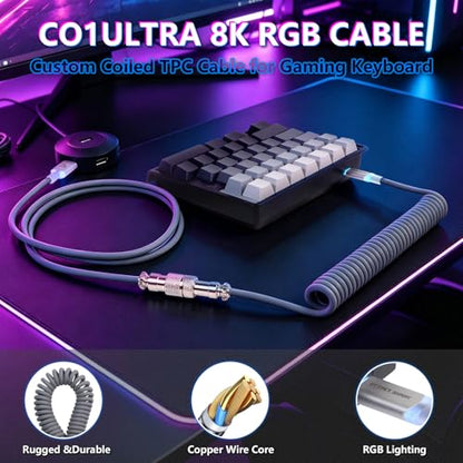 ATTACK SHARK M36 HE One-Handed Magnetic Switch Keyboard, 8000Hz Polling,Hot‑Swappable,High‑Precision 0.01mm, 36 Keys Rapid Fast Wired Keypad with RGB Backlit, C01 Ultra Led Aviator Cable-Moonlit Night - color: Moonlit Night