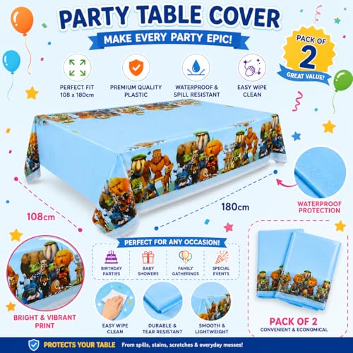 IndoTribe 2 Pcs Plastic Italian Brainrot Table Cloth Disposable 108x108cm Italian Brainrot Birthday Decorations Water Resistant Cappuccina Tablecloth Animal Theme Table Cover Brain Rot Party - color: Red and Blue