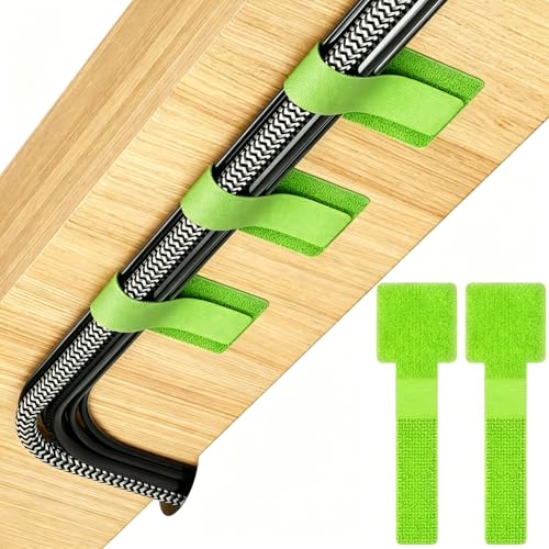 GDSZ LAERSI100Pcs Cable Straps for Desk Cable Management Under Desk Green | Hook and Loop Cable Ties Computer Cord Organizer for Home Office Gaming Setup,Wire Organizers For Cords - color: Green 100pcs