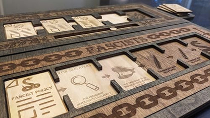Social Deduction Strategy Board Game Accessory, Expandable 5–10 Players, Hand Crafted Wooden Game Board Upgrade, Compatible with The Official Secret Hitler Board Game - style: Unpersonalized