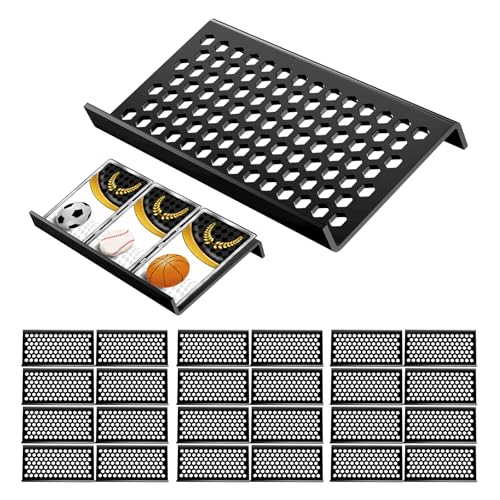 24 Pcs Trading Card Risers for Display Case, Matte Black Acrylic Stand for Vendor Showcase, Open-Frame Angled Holder for Sports Cards & Board Games (6.89" x 3.35") - color: Honeycomb