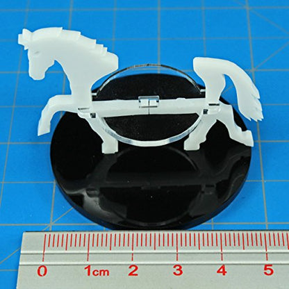 LITKO Horse Mount | Compatible with D&D & Pathfinder | 50mm Round | White | Turns a 30mm (1.25-inch) hero into a saddled rider | 2-inch base | Includes steed + clear acrylic base | Glue assembly - color: White, style: 50mm Circular Base