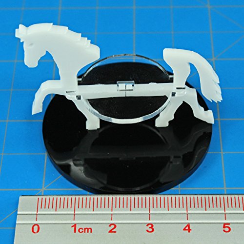 LITKO Horse Mount | Compatible with D&D & Pathfinder | 50mm Round | White | Turns a 30mm (1.25-inch) hero into a saddled rider | 2-inch base | Includes steed + clear acrylic base | Glue assembly - color: White, style: 50mm Circular Base