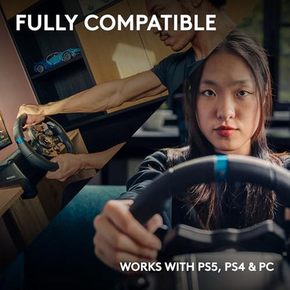 Logitech G923 Racing Wheel and Pedals, TRUEFORCE up to 1000 Hz Force Feedback, Gaming Steering Wheel PS5, PS4, PC, Mac, Genuine Leather- Black - style: Playstation|PC
