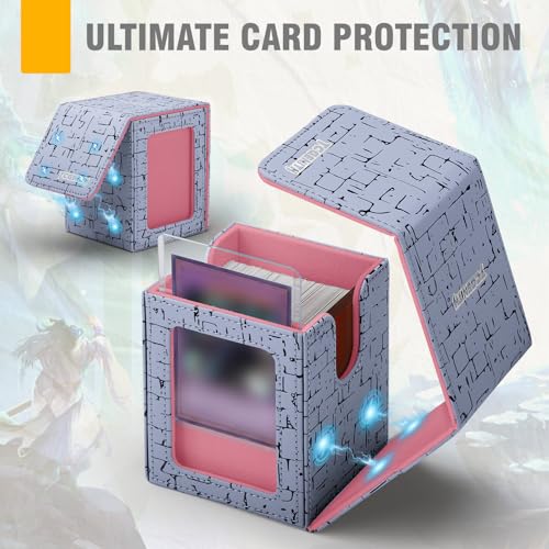 MTG Commander Deck Box with Display Window, Magnetic Closure Card Case Holds 100+ Double-Sleeved Cards, PU Leather TCG Storage Box Compatible with PTCG, Sports & Trading Cards (Pink) - color: Blue
