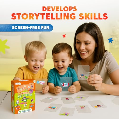 Kidrox Mix & Match Character Building Flash Cards, Transparent Layerable Learning Cards, 45 Pack - style: Mix & Match