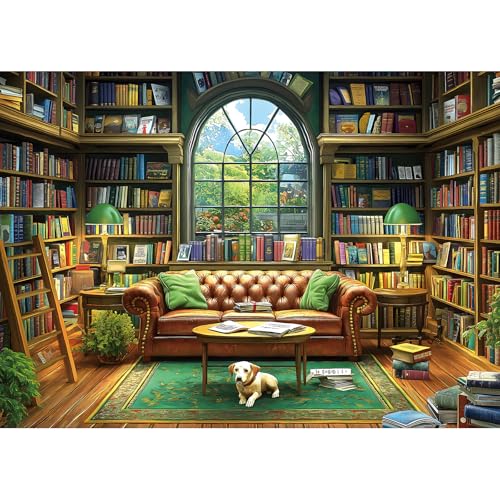 Reading Room 1000 Piece Puzzle for Adults Unique Book Room Puzzles for Adults 1000 Pieces Library Bookshelf Jigsaw Puzzles 1000 Pieces Family Challenging Puzzle (27.5"x19.6") - color: Reading Room, size: (27"X19")