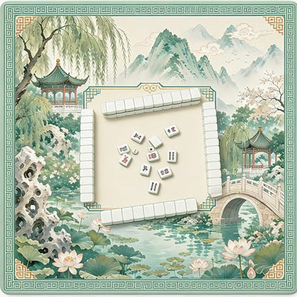 Non-Slip Rubber Mahjong Mats for Table31.5''x31.5'',3mm Noise-Dampening Pad,Chinoiserie Mahjong Mat with Rules for Poker,Board Games,Dominoes,Cards and Tile Games - style: Light green