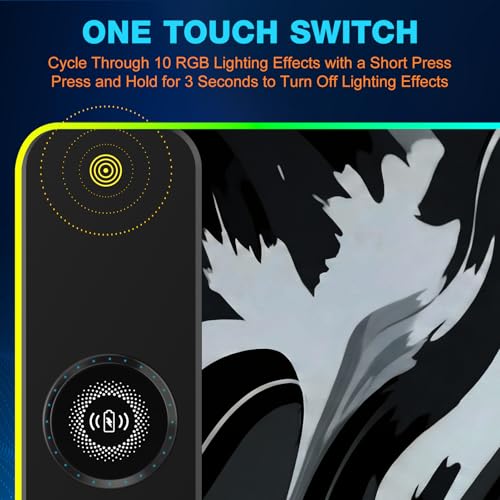 TARKARI Magnetic Wireless Charging RGB Mouse Pad, Large Gaming Desk Mat Waterproof, 31.5"x11.8" Black Mousepad, Ultra-Smooth Surface, Non-Slip Rubber Base, Desk Pad for Keyboard Laptop - color: Ink-Splash Pattern
