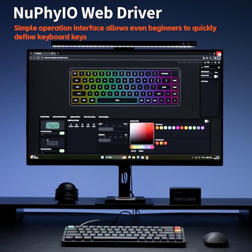 nuphy Air65 V3 Hot Swappable Wireless Mechanical Keyboard, 68 Keys 65% Layout Custom Low Profile Keyboard with Multifunctional knob,Gasket Mounted,RGB Backlit,Support Bluetooth/2.4GHz/USB-C - color: Black, size: Brown nano Switch