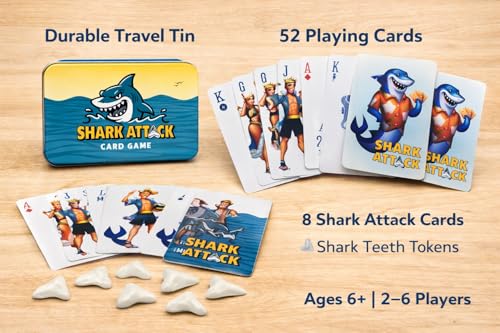 Shark Attack Card Game | Beach Game and Pool Game for the Whole Family | Screen for All Ages Adults and Grandparents | Perfect for Vacation, Lake Cabins and Beach Houses