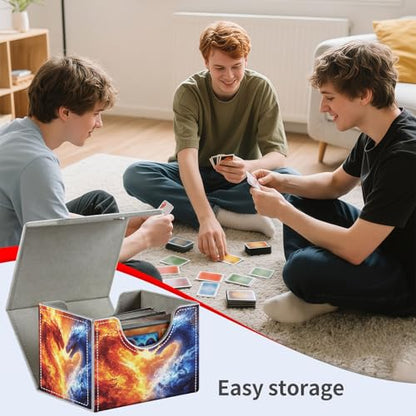Fire Dragon Ice Dragon for MTG Deck Box, 100+ Double Sleeved Card Storage Case, PU Leather Commander Deck Case for TCG Magic Yugioh, Magnetic Closure - color: Fire Dragon Ice Dragon