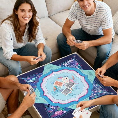 KUNTE Mahjong Mat, Purple Blue, 32"x32" | Foldable, Quiet, Waterproof & Non-Slip, Printed Rules, Asian-Themed Game Nights - color: Whimsy Unicorns