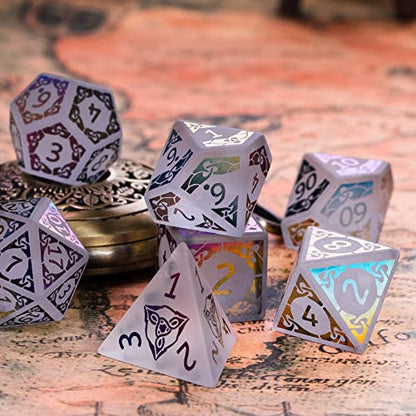 UDIXI Gemstone Dice Set D&D White Crystal Stone DND Dice for Tabletop Games | Natural Stone, Premium Gift Box, DM Gift, for Dungeons and Dragons Role Playing Games - color: Electroplating White Crystal
