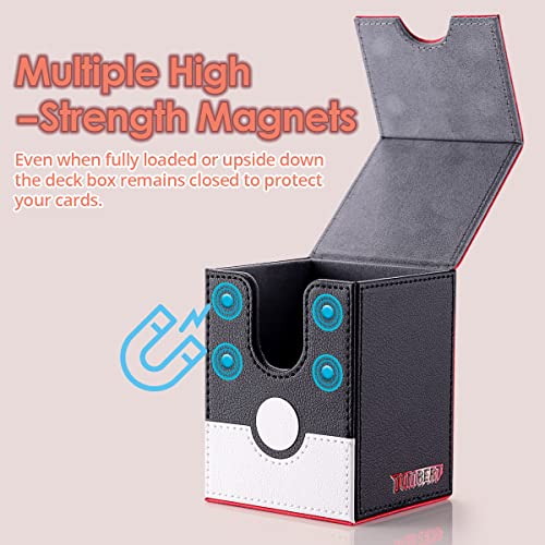 tombert 150+ Premium Deck Box Case for PTCG, MTG, Large Capacity with 2 Dividers, Fits 100+ Sleeved Cards TCG Trading Card Games(Vertical - Red & White) - size: 150 cards