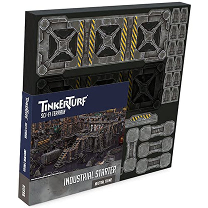 TinkerTurf Sci-Fi Terrain: Industrial Starter Set, Neutral Theme, Sturdy, Affordable, Great-Looking Full-Color Terrain, Quick and Easy to Assemble, Virtually Limitless Setups - style: Neutral