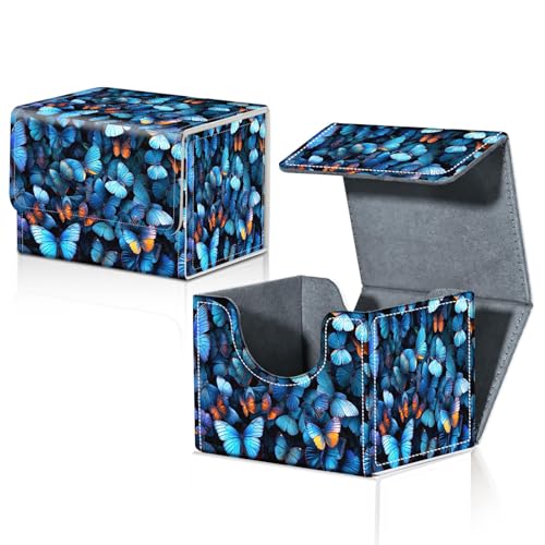 Card Deck Box for MTG Trading Cards with Magnetic Closure,Premium Card Storage Box Case Cover for TCG CCG Magic Cards,Blue Butterfly - color: Blue Butterfly