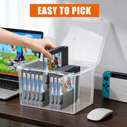tutata NES Cartridge Case Storage Box Compatible with NES Cartridge Games, Retro Game Case Holder Clear