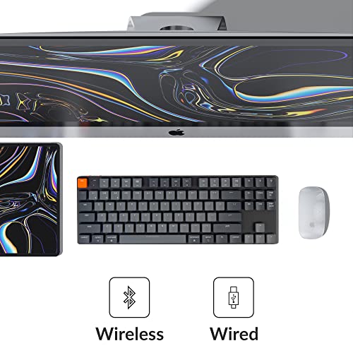 Keychron K1 SE, 87 Keys Ultra-Slim Wireless Bluetooth/USB Wired Mechanical Keyboard with White LED Backlit, Hot Swappable Low-Profile Gateron Mechanical Red Switch Compatible with Mac Windows - color: Low-Profile Gateron Red Switch