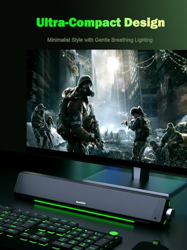 BLUEDEE Computer Speakers for Desktop PC, Computer Sound bar, HiFi Stereo Speakers for Computer Desktop, Bluetooth 5.0 and 3.5mm Aux-in PC Soundbar, USB/USB C Powered Gaming Speakers for pc, Laptop