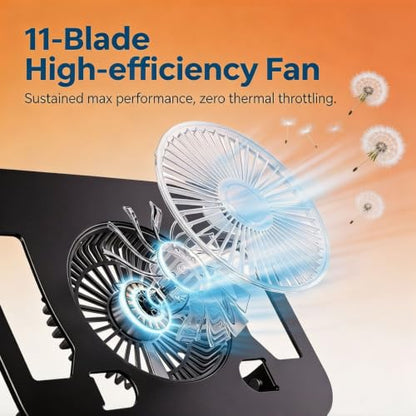 Laptop Stand for Desk with Quiet Cooling Fans - 360 Rotating Base Ergonomic Computer Stand, Aluminum Laptop Riser Foldable Protable for Office Home fits MacBook Air Pro, Dell, HP (10-17.3'') (black) - color: black
