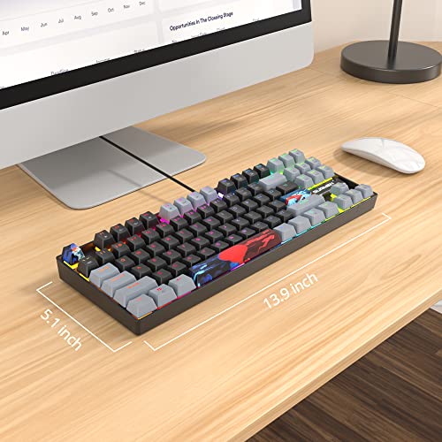 Owpkeenthy 75% Percent Gaming Keyboard Mechanical with Red Switch, 87 Keys Wired RGB TKL Gaming Keyboard Backlit Keys for PC Xbox PS (Dark/ 87 Red Switch) - color: Dark/ 87 Red Switch