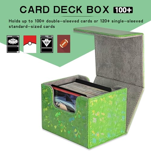 Dmoicols Card Deck Box Holds 100+ Single Sleeved Cards,Laser Sparkly Material Card Storage Box Horizontal,MTG Commander Deck Box with 2 Dividers fit TCG CCG Magic Cards (Sparkly Cyan Piece) - color: Sparkly Cyan Piece