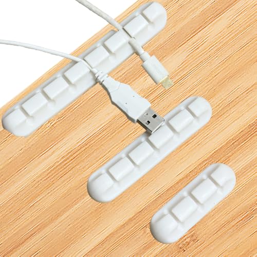 3Pcs Cable Management Clips, Self Adhesive Cord Organizer Holders 3 5 7 Slots for Desk Wire Management, Strong Hold Installation, Perfect Home Office Desk(White) - color: White