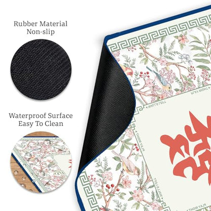 Birds Mahjong Table Mat, Flowers Non-Slip Noise Reduction Mah Jong Mat with Carrying Bag, Game Table Cover for Mahjongs Poker Card, Festival Birthday Gift for Mahjong Lovers, 31x 31In - color: Birdflower