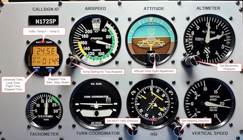 AltMot Flight Simulator Instrument Panel Six Pack - Includes software and integrated monitor