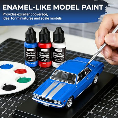 Nicpro 12 Colors Model Paint Set, Enamel-Like Gloss Finish, 20ml Ready to Use Modeling Acrylic Paints, Brush & Airbrush Compatible, Miniature Paint Set for on Model Cars, Figures, Crafts, with Thinner - color: 12 Colors