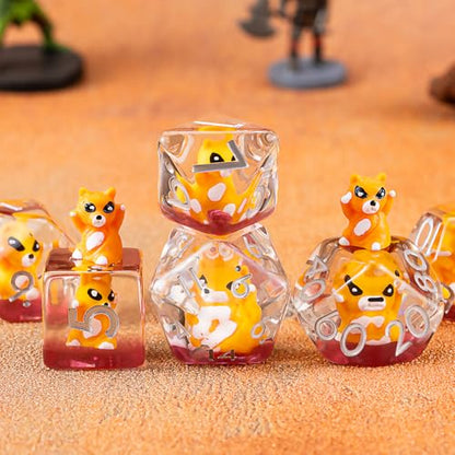 DND Resin Dice Set, Polyhedral D&D Raccoon Dice Inclusion Dice for Dungeons and Dragons MTG RPG for 15 Years and Up - color: Raccoon