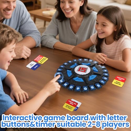 Learning Word Games for Kids and Adults,Family Board Game with Display Timer,Fast-Paced 24 Letters Pressing Games with 144 Card Categories,2-8 Players,15-20 Minute Play Time