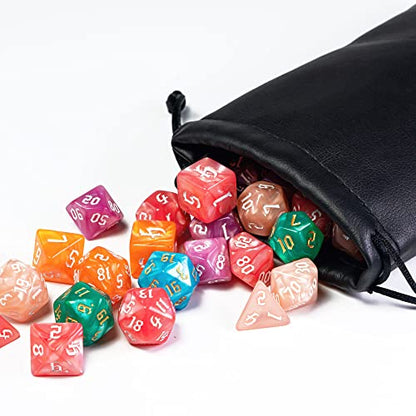 6 Sets DND Dice Polyhedral Dice Set (42pcs) with 1 Large Leather Bag, D&D Dice Set for Dungeons and Dragons, RPG Table Games. (6 Sets Sickle Font Pearl Patte) - color: 6 Sets Sickle Font Pearl Patte