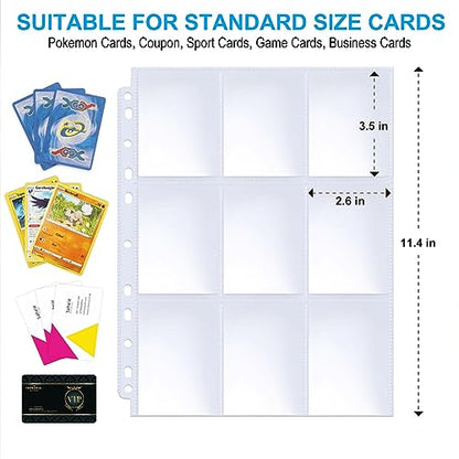 ABLY 720 Pocket Double Sided Card Sleeves, 9-Pocket, for 3 Ring Binder | 40 pages, trading card protector sheets for Pokemon, baseball, Skylanders, clear plastic, fit 3-ring binder - size: Double-Sided