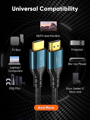 CableCreation HDMI Cable 8K, HDMI for PS4 (48Gbps, 8K@60Hz) - 6.6 Feet, Xbox Series X HDMI Cable, eARC HDR HDCP 2.2 2.3 - color: Blue, size: 6.6Ft
