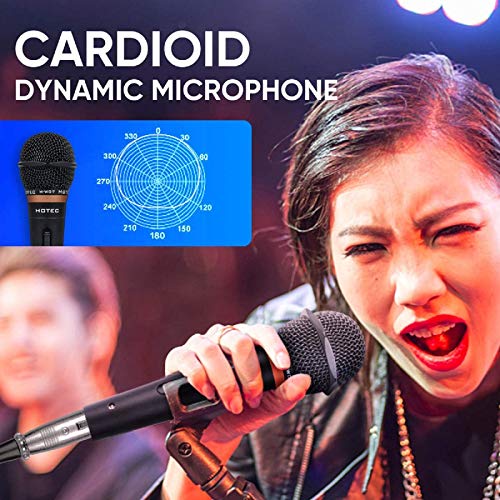 HOTEC Premium Wired Vocal Dynamic Handheld Microphones - Includes 19ft Detachable XLR Cable and ON/Off Switch - 2 Pack, Metal Black - size: H-W0702