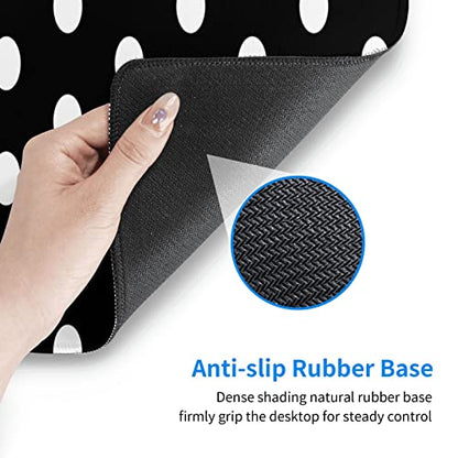White Polka Dot Mouse Pad Extended Large Gaming Mousepad XL Big Long Oversized Desk Mat Stitched Edges 31.5 X 11.8 Inch for Home Office - color: Black1