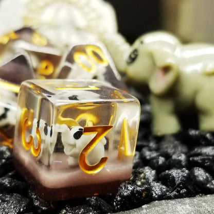 Sage's Portal Animal Familiars Resin DND Dice Set Polyhedral Dice Set for Dungeons and Dragons RPG Pathfinder Tabletop TTRPG (Elephant) - color: Baby Elephant, style: Dice Set Only