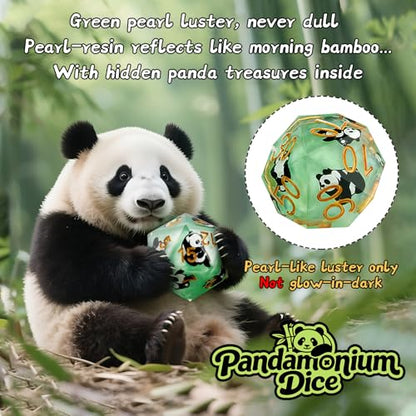 Haxtec Panda DND Dice Set Green Sharp Edge Resin Dice Set with Dice Case, Animal Sticker D and D Dice Polyhedral D&D Dice Set for Dungeons and Dragons TTRPGs DND Gift - color: Green Black