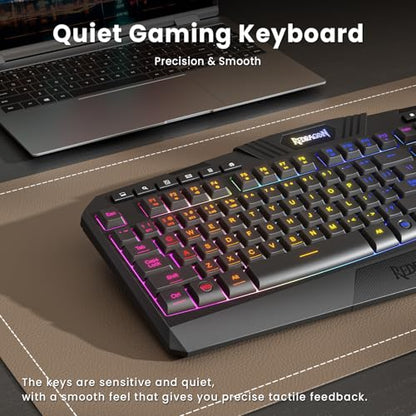 Redragon S101M-KS Gaming Keyboard and Mouse Wireless with Tri-Mode, RGB Keyboard and 4800 DPI Gaming Mouse, 10 Independent Multimedia Keys for Wins, PC, Computer, Wireless S101 Ideal for Gamer - color: Black-New