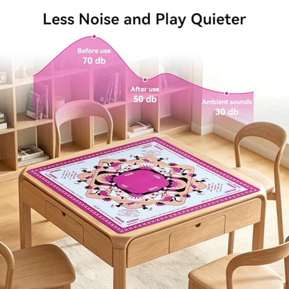 32.4x32.4 Inch Flamingo Mahjong Mat 3MM Noise Reduction | Non-Slip No Creases Mahjong Gifts with Carrying Bag for American Mahjong Poker Card Board Games Dominoes - color: Hot Pink