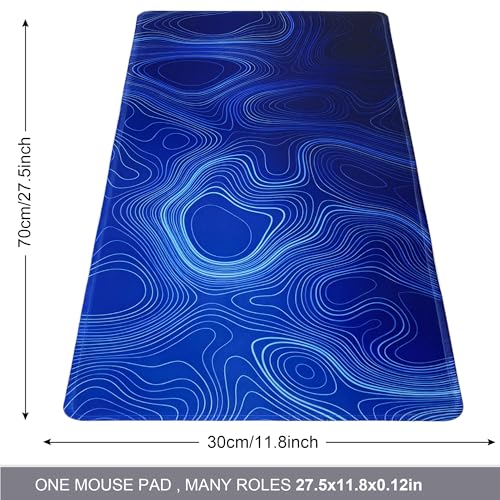 Large Mouse Pad-70x30 Blueline | Non-Slip Rubber Base 27.5x11.8IN Computer Desk Mat for PC,Mac,Laptop-Stitched Edges and Smooth Surface for Office,Home,Work - color: 70x30 Blueline