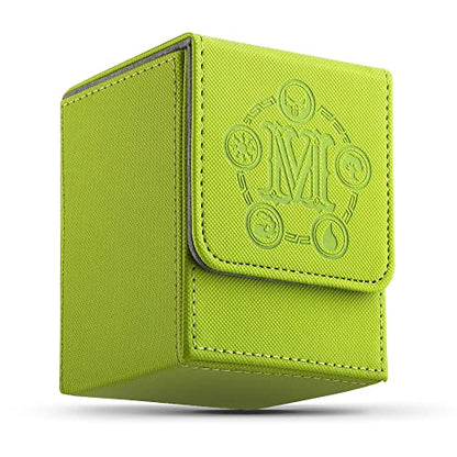 Card Deck Box for MTG Card Storage Box Holds 100 Plus Single Sleeved Cards, Microfiber Lining and Leather Card Box Compatible with Trading Card Games TCG, Yugioh Cards, etc. (Green) - color: Green