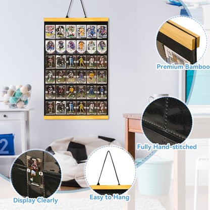 36 Cards Display Case - 35PT Graded Sports Card Frame - with PVC Protection & Clear View for Baseball Football Basketball Trading Card Wall Display, Natural - color: Natural
