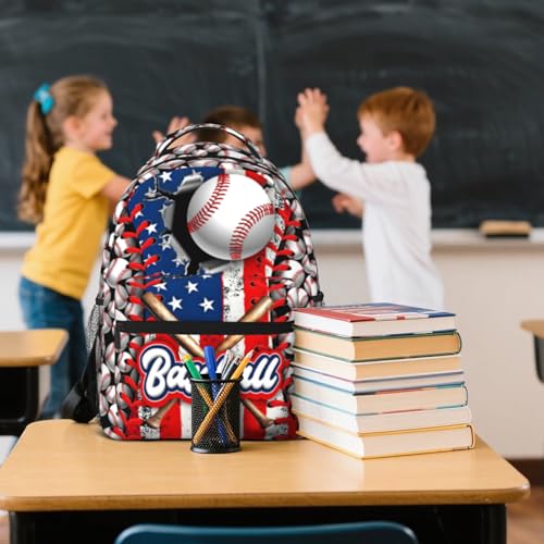 Baseball School Backpacks for Boys 8-12 American Baseball Boys Backpack for Kids Children Teens Elementary Middle School Students Bookbag Lightweight Travel Daypack Back Pack - color: Baseball